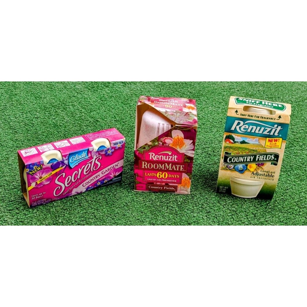 VTG Renuzit Roommate+Country Fields Air Freshener & Glade Secrets 3pc Scents Set